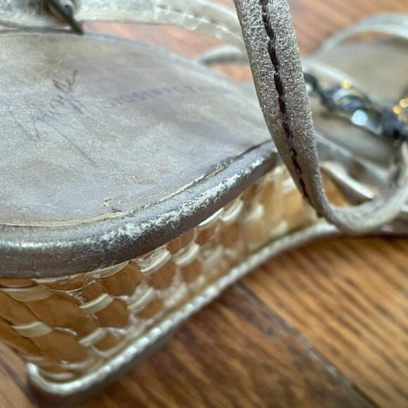 Giuseppe Zanotti Gold Leather & Bamboo Wedge Heels, EU 40 - Picture 14 of 16